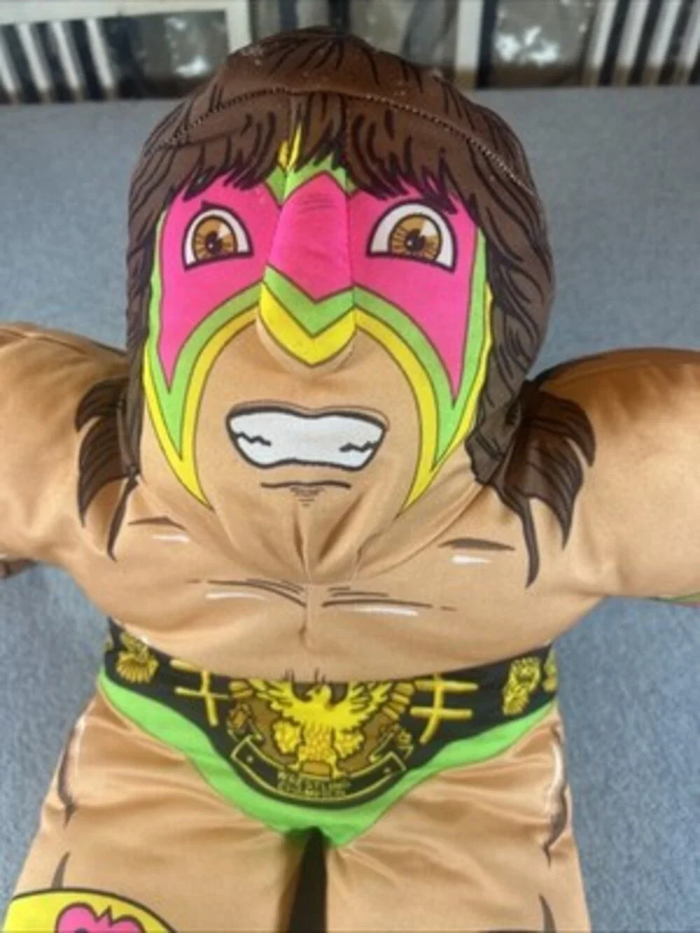 WWF Ultimate Warrior Wrestling Buddy Plush Doll Vintage 1990s Toy Collectible